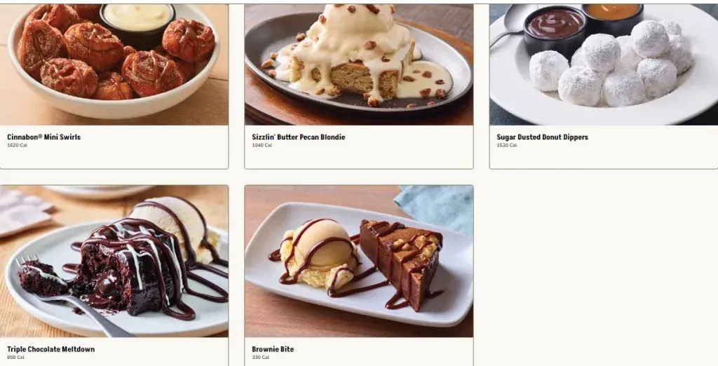 Applebees Desserts Menu