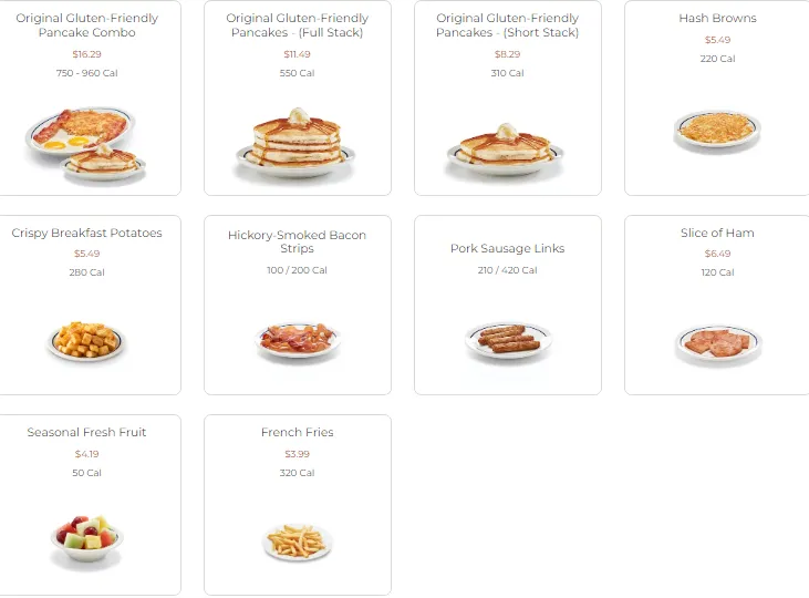 IHop Gluten-Friendly Menu