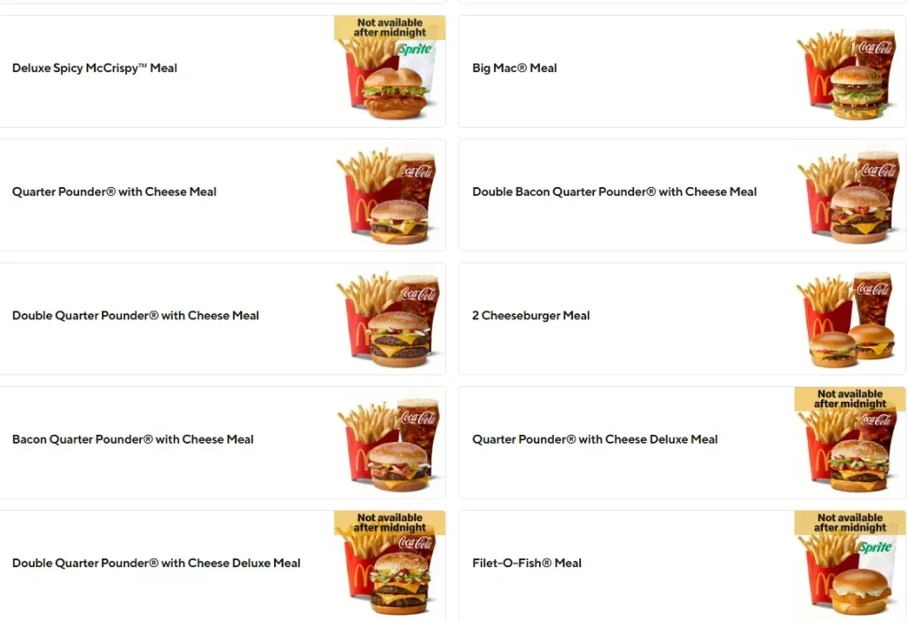 Dinner Combo Meals