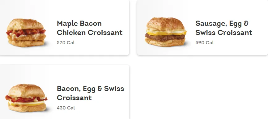 Wendy's Croissants Menu