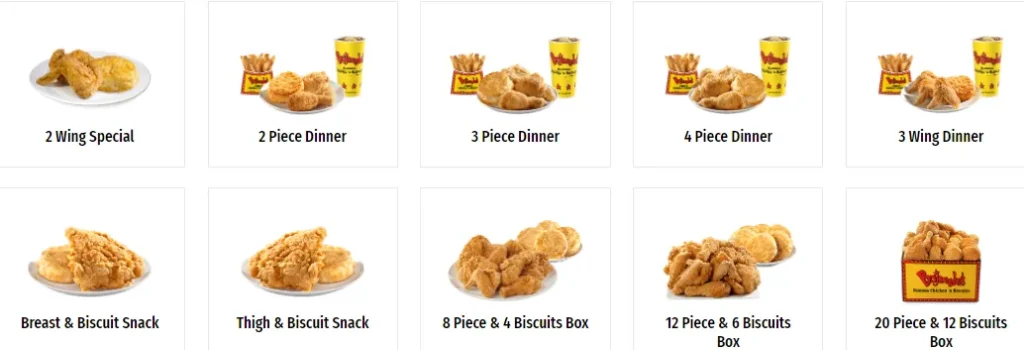 Bojangles Dinners Menu