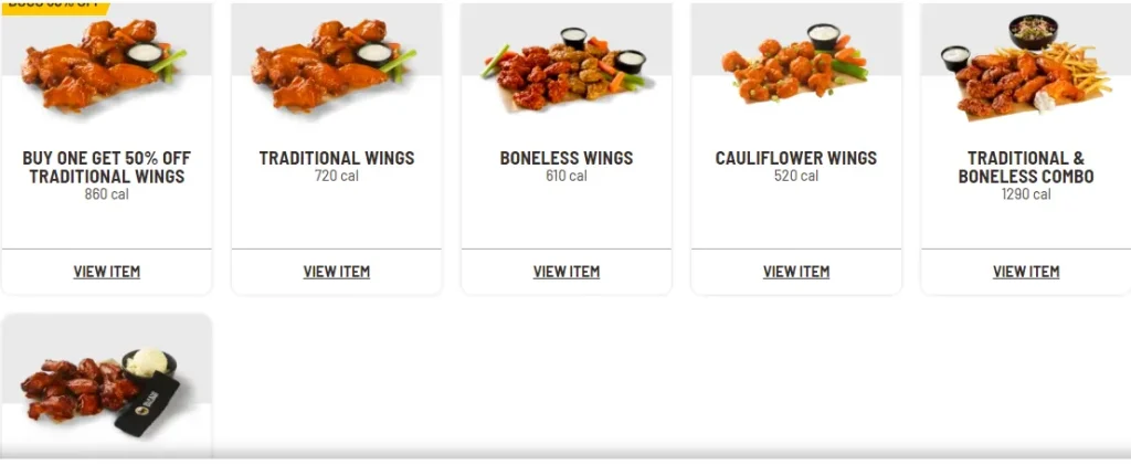 Buffalo Wild Wings & Tenders Menu