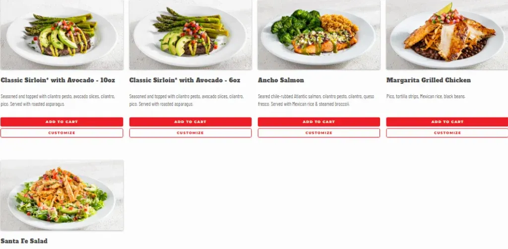Chili's Guiltless Grill Menu