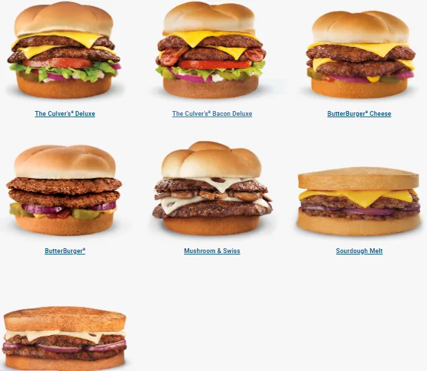 Culver's ButterBurgers Menu
