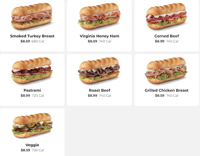 Firehouse Subs Build Your Own Sub Menu