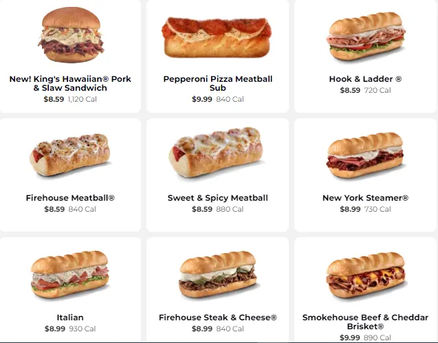 Firehouse Subs Most Popular Menu