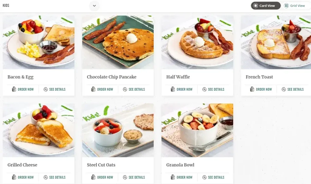 First Watch Kids 10 and under Menu