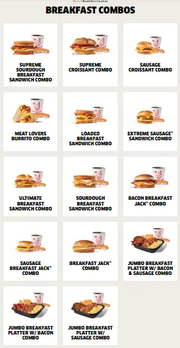Jack In The Box Breakfast Combos Menu