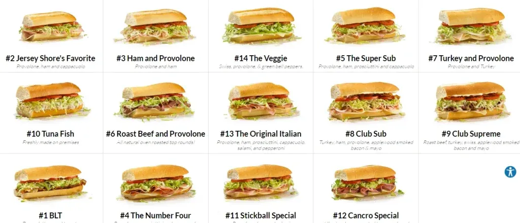 Jersey Mike's Subs Cold Subs Menu