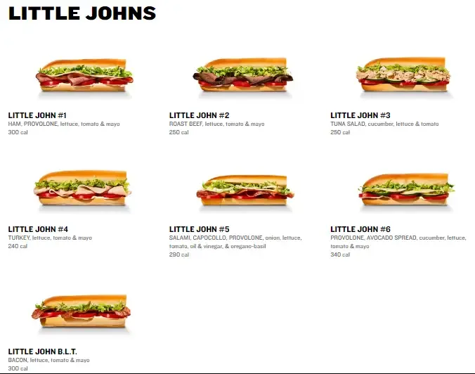 Jimmy John's LITTLE JOHNS Menu
