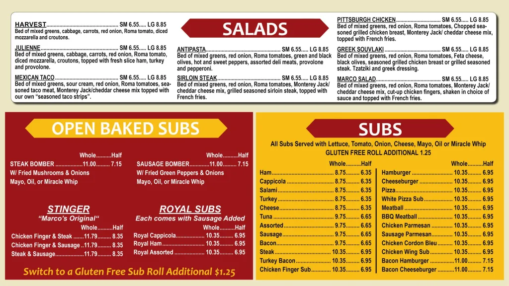 Marco's Pizza Menu