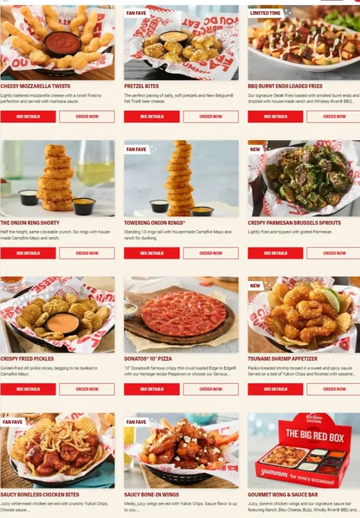 Red Robin Appetizers Menu