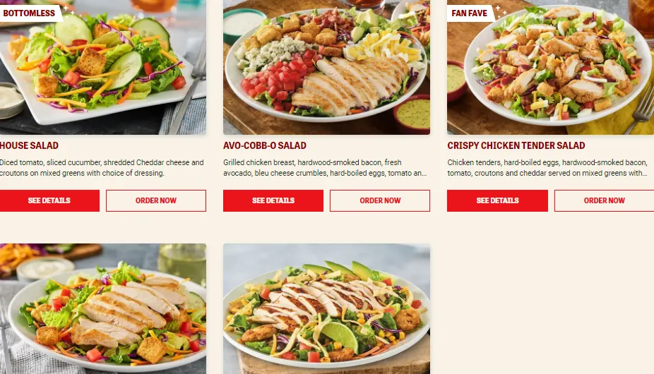 Red Robin Fresh Salads Menu